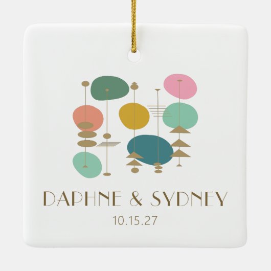 Retro Atomic Age Mid Century Modern Custom Bruilof Keramisch Ornament (Achterkant)