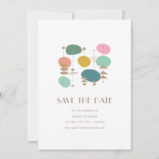 Retro Atomic Age Mid Century Moderne Chique Bruilo Save The Date (Voorkant)