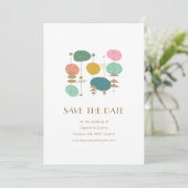 Retro Atomic Age Mid Century Moderne Chique Bruilo Save The Date (Staand voorkant)