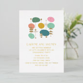 Retro Atomic Age Mid Mod Engagement Party Gold Folie Uitnodiging (Staand Voorkant)