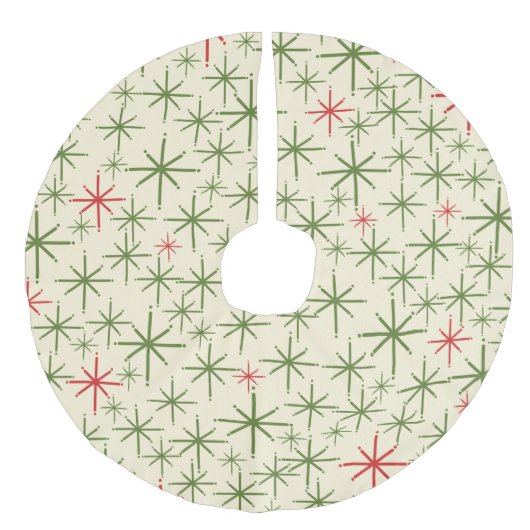 Retro Atomic Age Mideeuw Moderne Starbursts Imitatie Linnen Kerstboom Kleed (Voorkant)