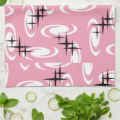 Retro Atomic Age Swirls Stars Patroze Theedoek (Gevouwen)