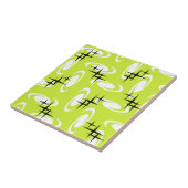 Retro Atomic Age Swirls Stars Pattern Chartreuse Tegeltje (Zijkant)
