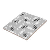 Retro Atomic Age Swirls Stars Pattern Light Grey Tegeltje (Zijkant)