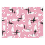 Retro Atomic Age Swirls Stars Pattern Pink Tafelkleed (Voorkant (Horizontaal))