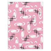 Retro Atomic Age Swirls Stars Pattern Pink Tafelkleed (Voorkant)