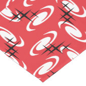 Retro Atomic Age Swirls Stars Pattern Red Korte Tafelloper (Hoek)