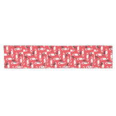 Retro Atomic Age Swirls Stars Pattern Red Korte Tafelloper (Horizontaal)