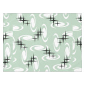 Retro Atomic Age Swirls Stars Pattern Sage Green Tafelkleed (Voorkant (Horizontaal))