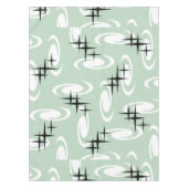 Retro Atomic Age Swirls Stars Pattern Sage Green Tafelkleed (Voorkant)