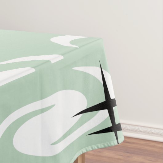 Retro Atomic Age Swirls Stars Pattern Sage Green Tafelkleed (Voorbeeld)