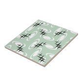 Retro Atomic Age Swirls Stars Pattern Sage Green Tegeltje (Zijkant)