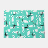 Retro Atomic Age Swirls Stars Pattern Turquoise Deurmat (Voorkant)