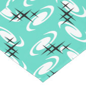 Retro Atomic Age Swirls Stars Pattern Turquoise Korte Tafelloper (Hoek)