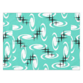 Retro Atomic Age Swirls Stars Pattern Turquoise Tafelkleed (Voorkant (Horizontaal))