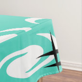 Retro Atomic Age Swirls Stars Pattern Turquoise Tafelkleed (Voorbeeld)