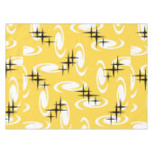Retro Atomic Age Swirls Stars Pattern Yellow Tafelkleed (Voorkant (Horizontaal))