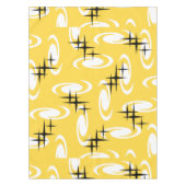 Retro Atomic Age Swirls Stars Pattern Yellow Tafelkleed (Voorkant)