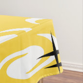 Retro Atomic Age Swirls Stars Pattern Yellow Tafelkleed (Voorbeeld)