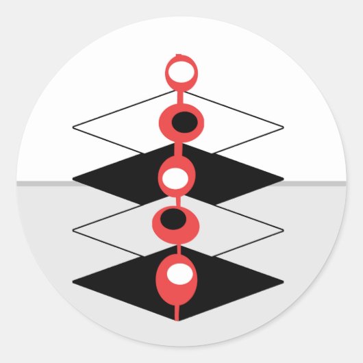 Retro Atomic Art Baubles & Geometrische vliegtuige Ronde Sticker (Voorkant)