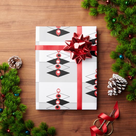 Retro Atomic Art Baubles & Planten Cadeaupapier (Feestdagen Geschenken)