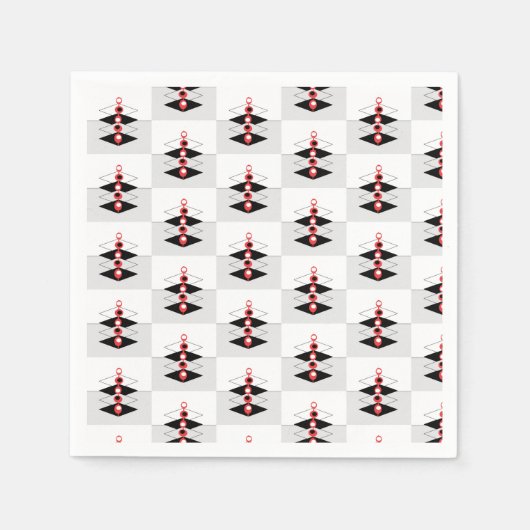 Retro Atomic Art Baubles & Planten Servet (Voorkant)