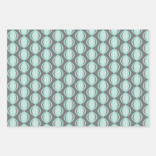 Retro Atomic Art Baubles Trio Inpakpapier Vel (Voorkant)