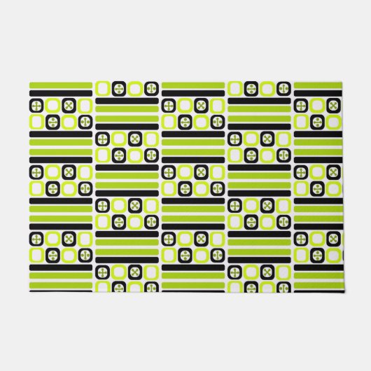 Retro Atomic Art Vierkantjes Lijnen Chartreuse Deurmat (Voorkant)