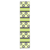 Retro Atomic Art Vierkantjes Lijnen Chartreuse Korte Tafelloper (Voorkant)