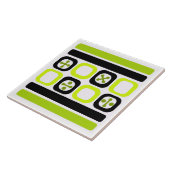 Retro Atomic Art Vierkantjes Lijnen Chartreuse Tegeltje (Zijkant)