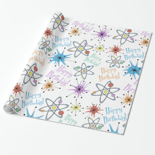 Retro Atomic Birthday Cadeaupapier