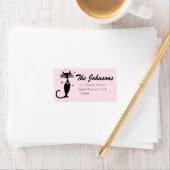 Retro Atomic Black Cat Aangepaste Adresetiketten Etiket (Insitu)