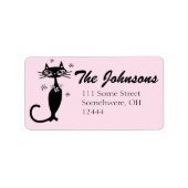 Retro Atomic Black Cat Aangepaste Adresetiketten Etiket (Voorkant)