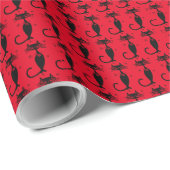 RETRO ATOMIC BLACK CAT CHRISTMAS WRAPPING PAPIER (Rol Hoek)