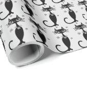 RETRO ATOMIC BLACK CAT CHRISTMAS WRAPPING PAPIER (Rol Hoek)