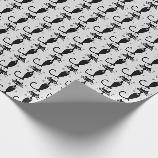 RETRO ATOMIC BLACK CAT CHRISTMAS WRAPPING PAPIER (Hoek)