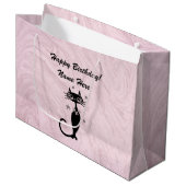 Retro Atomic Black Cat Personalized Gift Bag Groot Cadeauzakje (Voorkant Gekanteld)