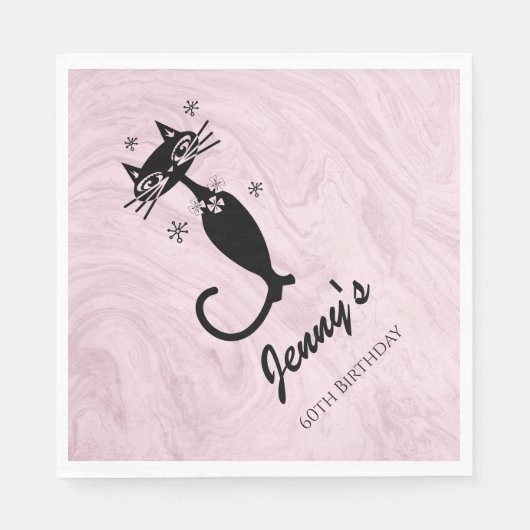 Retro Atomic Black Cat Specialized Paper Napkins Servet (Voorkant)