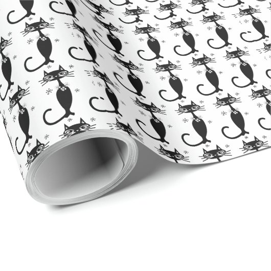 RETRO ATOMIC BLACK CAT VERJAARDAG INPAKPAPIER (Rol Hoek)