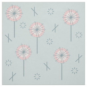 Retro Atomic Bloemen Groen Roze Stof