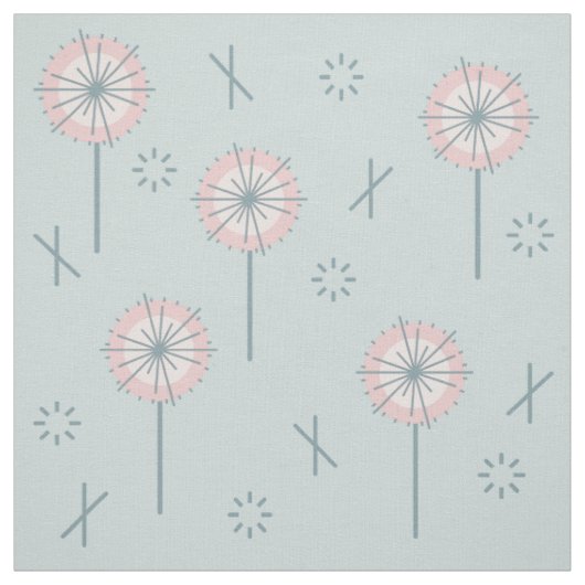Retro Atomic Bloemen Groen Roze Stof (Swatch)