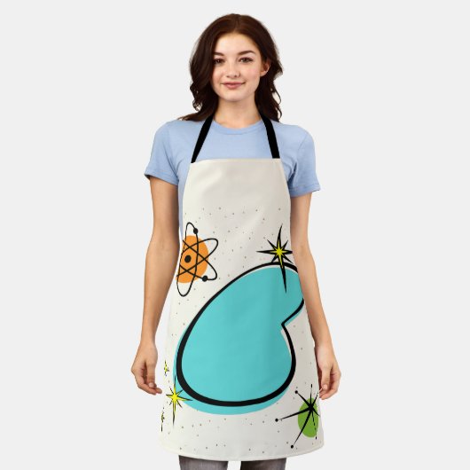  Retro Atomic Boomerang All-Over Print Apron Schort (Gedragen)
