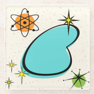 Retro Atomic Boomerang en Onderzetter Starbursts