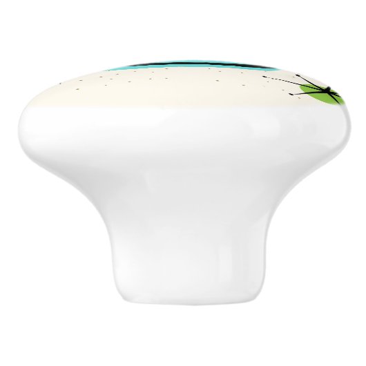 Retro Atomic Boomerang en Starbursts Ceramic Pull. Keramische Knop (Zijkant)