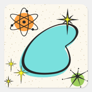 Retro Atomic Boomerang en Starbursts Sticker