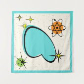 Retro Atomic Boomerang en Starbursts Tapestry Wandkleed (Voorkant (horizontaal))