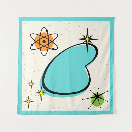 Retro Atomic Boomerang en Starbursts Tapestry Wandkleed (Voorkant)