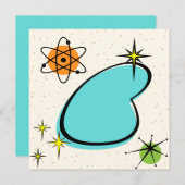 Retro Atomic Boomerang en Uitnodiging van Starburs (Voorkant / Achterkant)