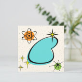 Retro Atomic Boomerang en Uitnodiging van Starburs (Staand voorkant)