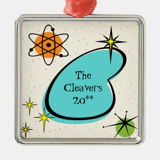 Retro Atomic Boomerang keramisch sierhuis Metalen Ornament (Voorkant)